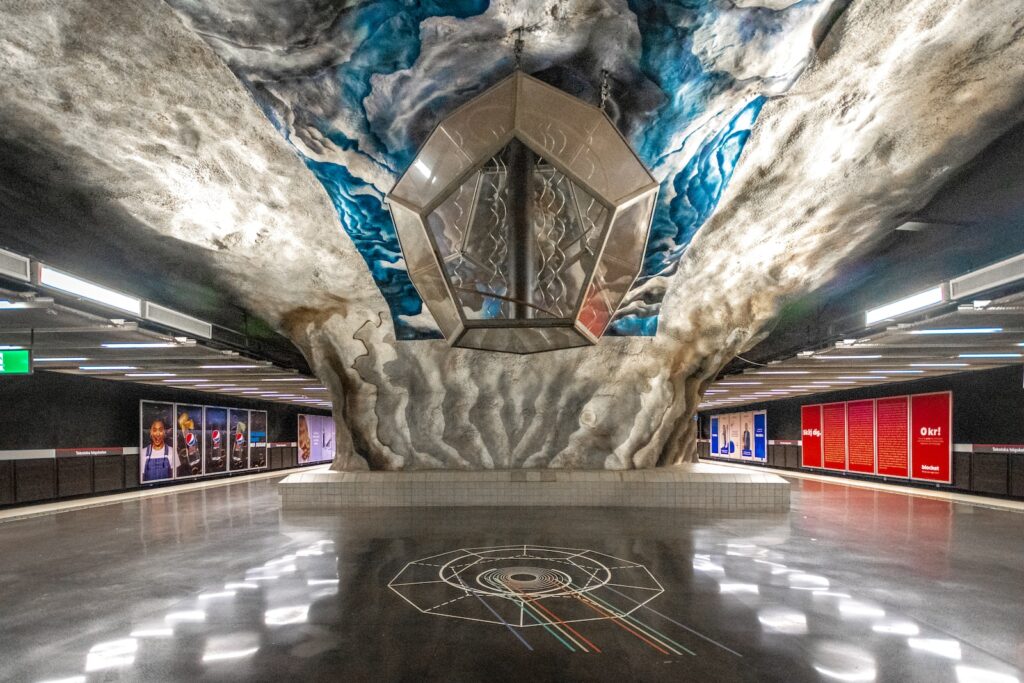 a large stone sculpture in a building