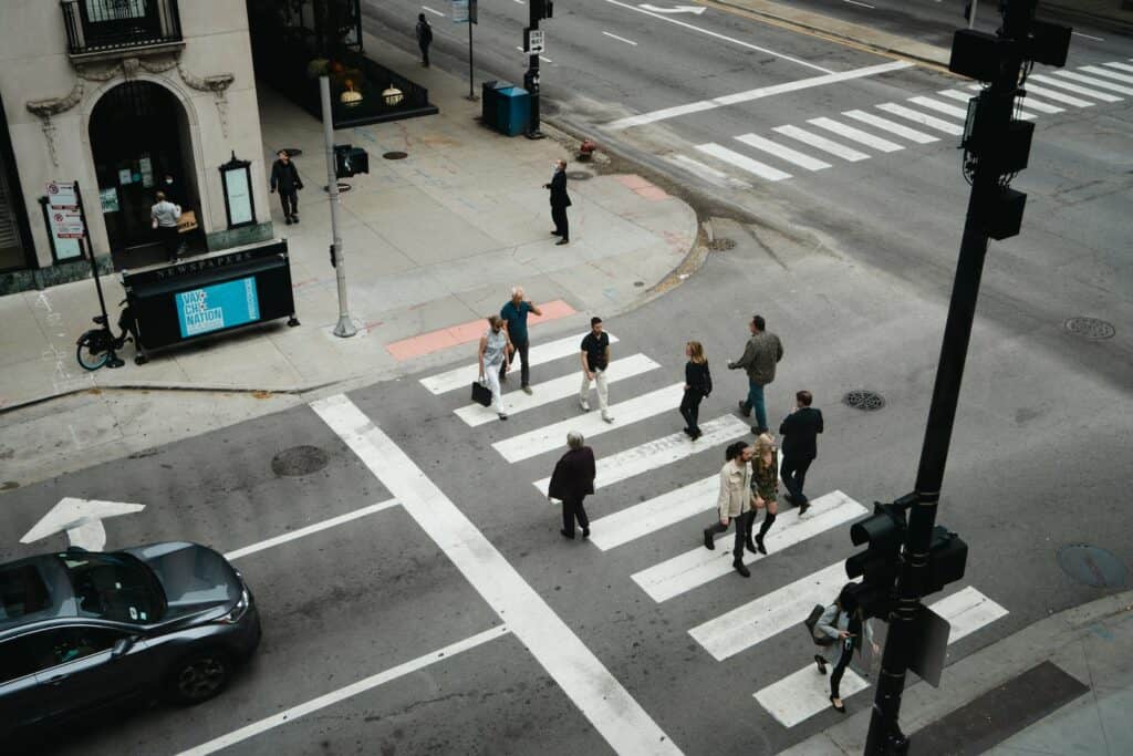 People Walking on a Pedestrian Lane