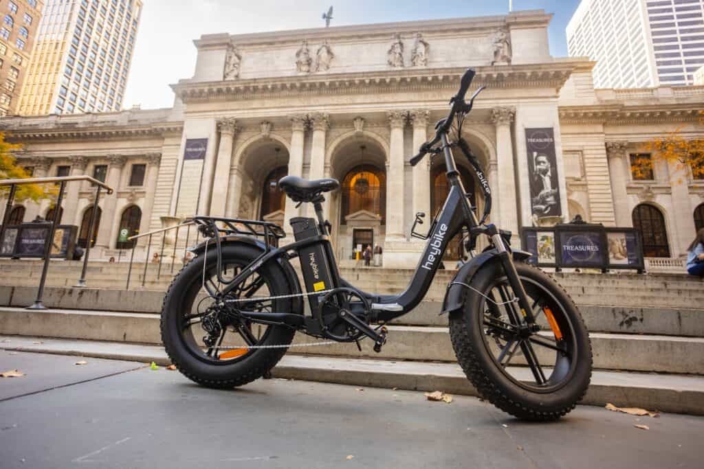 an electric scooter parked in front of a building