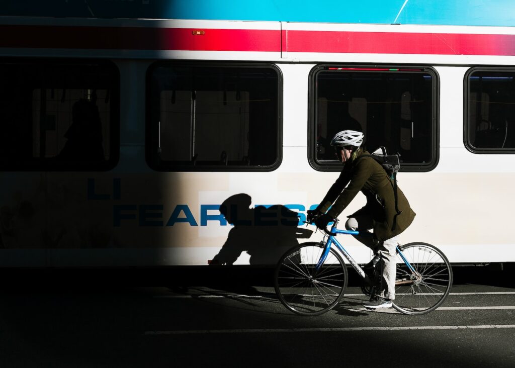 balance with public transportation and bike